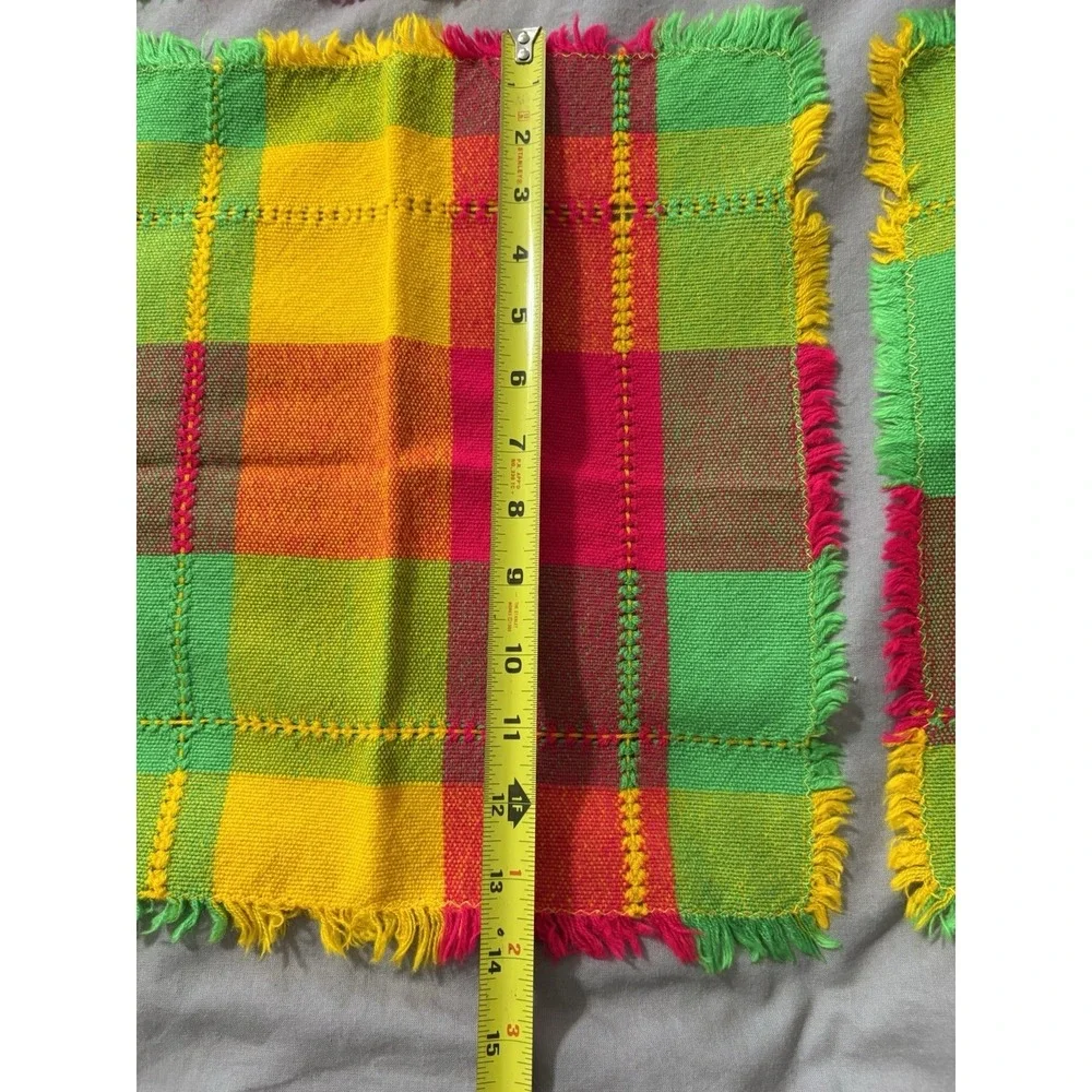 Vintage Bright Colored Checked Tablecloth 43